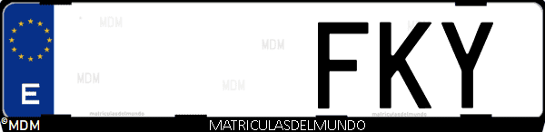 Imágen de matrícula de coche con letras FKY de España