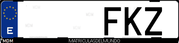 Imágen de matrícula de coche con letras FKZ de España
