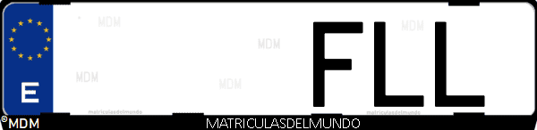 Imágen de matrícula de coche con letras FLL de España