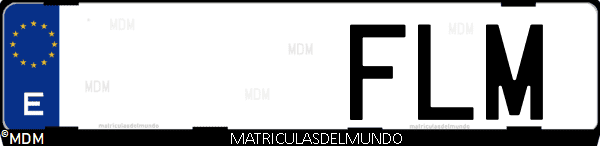Imágen de matrícula de coche con letras FLM de España