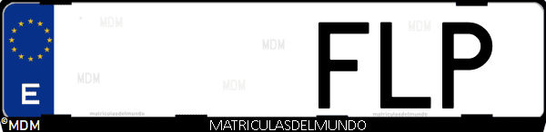 Imágen de matrícula de coche con letras FLP de España