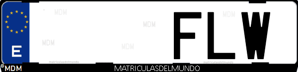 Imágen de matrícula de coche con letras FLW de España