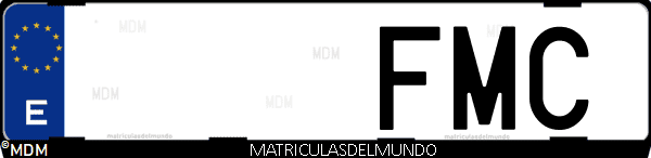 Imágen de matrícula de coche con letras FMC de España