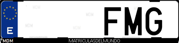 Imágen de matrícula de coche con letras FMG de España