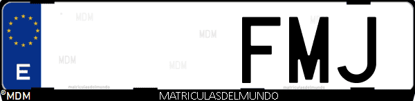 Imágen de matrícula de coche con letras FMJ de España
