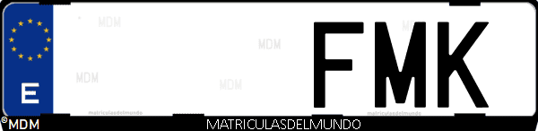 Imágen de matrícula de coche con letras FMK de España