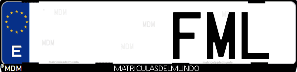 Imágen de matrícula de coche con letras FML de España
