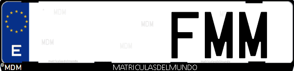 Imágen de matrícula de coche con letras FMM de España