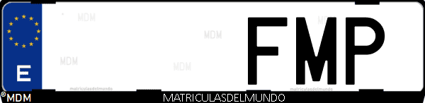 Imágen de matrícula de coche con letras FMP de España