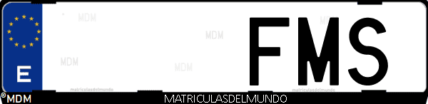 Imágen de matrícula de coche con letras FMS de España
