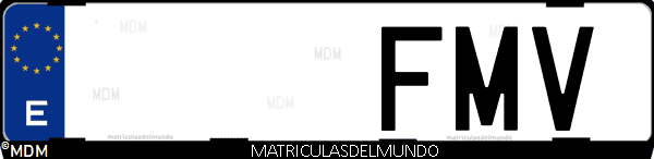 Imágen de matrícula de coche con letras FMV de España