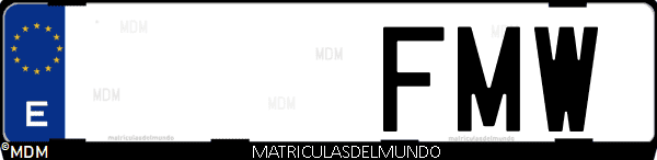 Imágen de matrícula de coche con letras FMW de España