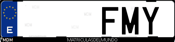 Imágen de matrícula de coche con letras FMY de España