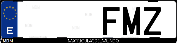 Imágen de matrícula de coche con letras FMZ de España