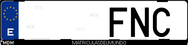 Imágen de matrícula de coche con letras FNC de España