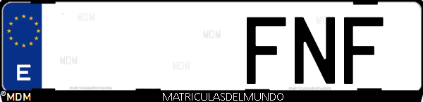 Imágen de matrícula de coche con letras FNF de España
