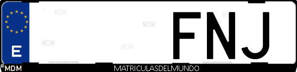 Imágen de matrícula de coche con letras FNJ de España