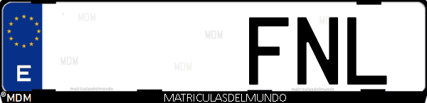 Imágen de matrícula de coche con letras FNL de España
