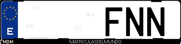 Imágen de matrícula de coche con letras FNN de España