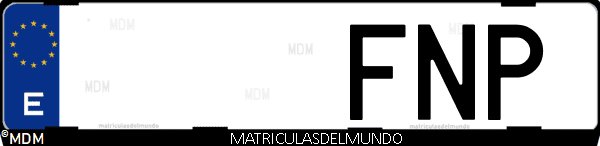 Imágen de matrícula de coche con letras FNP de España