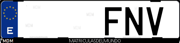 Imágen de matrícula de coche con letras FNV de España