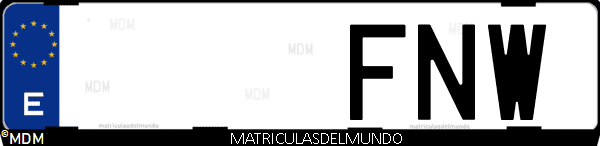 Imágen de matrícula de coche con letras FNW de España