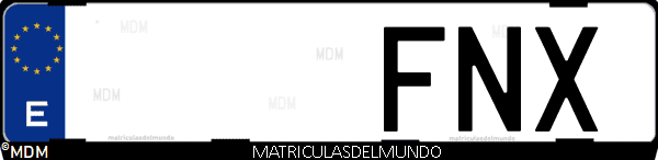 Imágen de matrícula de coche con letras FNX de España