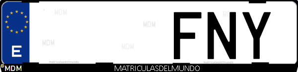 Imágen de matrícula de coche con letras FNY de España