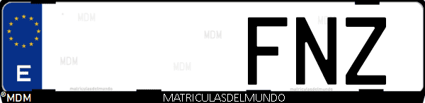 Imágen de matrícula de coche con letras FNZ de España
