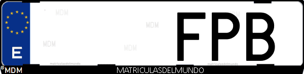Imágen de matrícula de coche con letras FPB de España