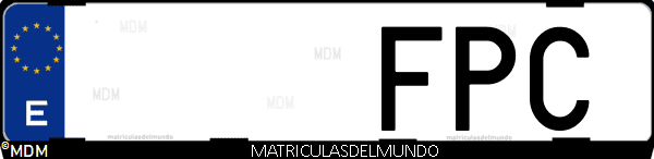 Imágen de matrícula de coche con letras FPC de España