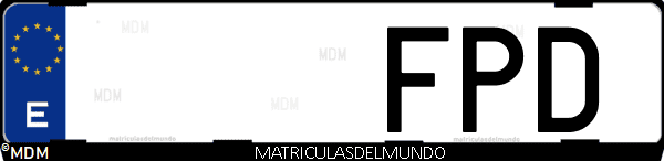 Imágen de matrícula de coche con letras FPD de España