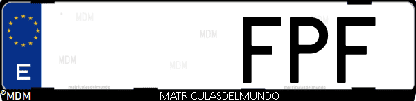 Imágen de matrícula de coche con letras FPF de España