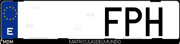 Imágen de matrícula de coche con letras FPH de España