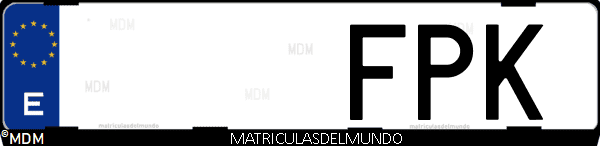 Imágen de matrícula de coche con letras FPK de España