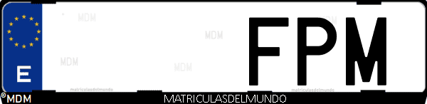 Imágen de matrícula de coche con letras FPM de España
