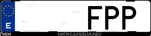 Imágen de matrícula de coche con letras FPP de España
