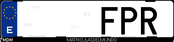 Imágen de matrícula de coche con letras FPR de España