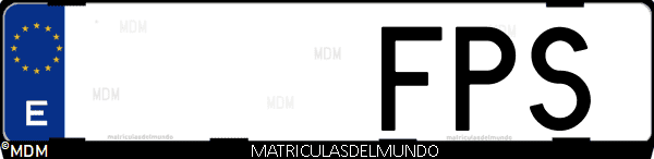 Imágen de matrícula de coche con letras FPS de España