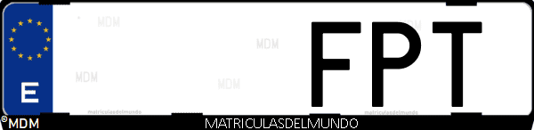 Imágen de matrícula de coche con letras FPT de España