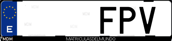 Imágen de matrícula de coche con letras FPV de España