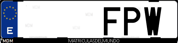 Imágen de matrícula de coche con letras FPW de España