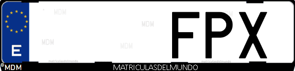 Imágen de matrícula de coche con letras FPX de España