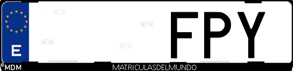Imágen de matrícula de coche con letras FPY de España