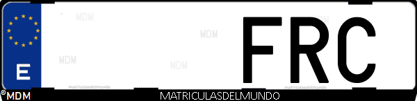 Imágen de matrícula de coche con letras FRC de España