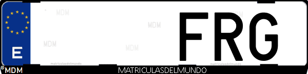 Imágen de matrícula de coche con letras FRG de España