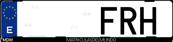 Imágen de matrícula de coche con letras FRH de España