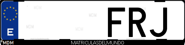 Imágen de matrícula de coche con letras FRJ de España