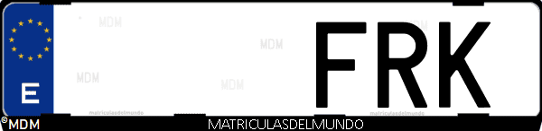 Imágen de matrícula de coche con letras FRK de España
