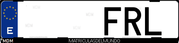 Imágen de matrícula de coche con letras FRL de España